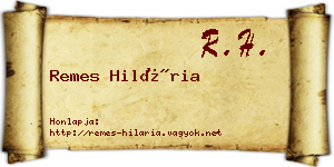 Remes Hilária névjegykártya